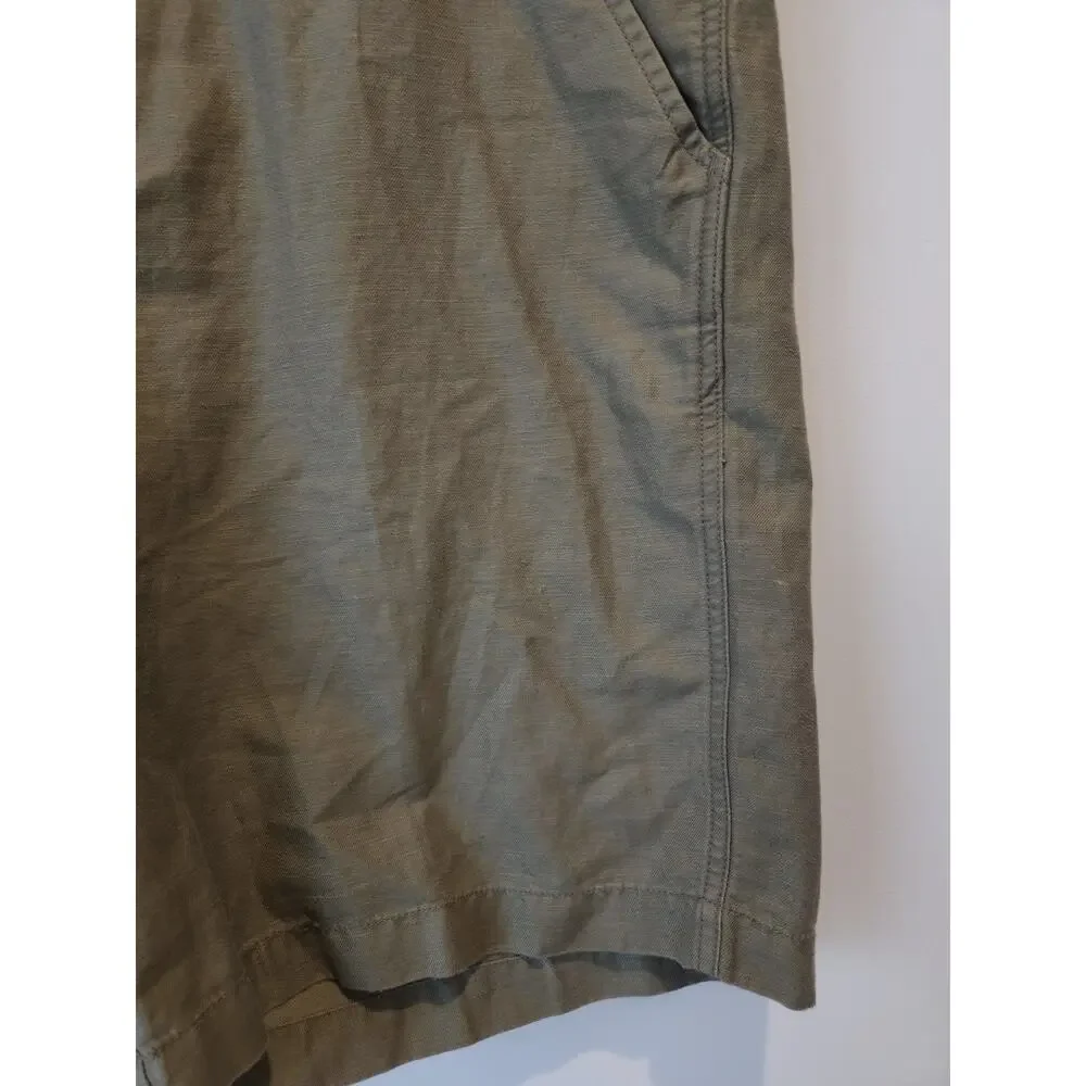 Tori Richard Shorts Men size 36 Green Linen Cotten Blend Flat Front Breathable
